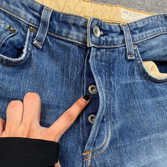Rag & Bone Jeans Womens 25 Denim Rosa Mid Rise Boyfriend Distressed Button Fly - Picture 7 of 10